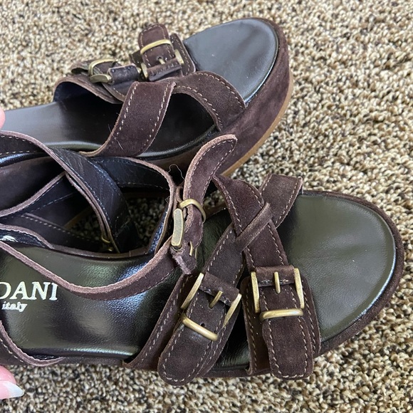 Cordani Velvety Brown Wedges Size 7